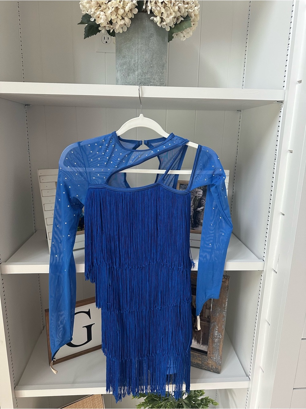 Royal Blue Fringe Dance Costume Small Adult